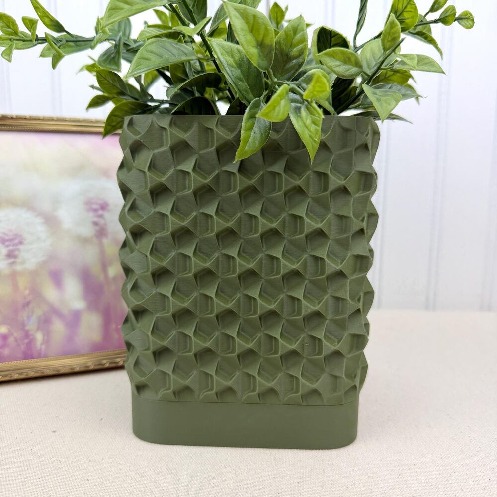 Rovi Square Planter, Indoor Flower Pot, Tabletop Planter, Faceted Texture,Modern